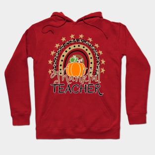 Thankful Teacher, leopard Rainbow Pumpkin Hoodie